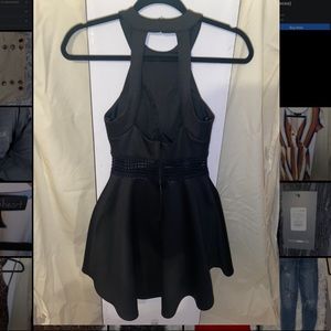 Black dress with peach a boo middle